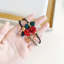 National trend Chinese Valentines Day hand-woven rose bracelet retro ethnic style adjustable couple bracelet finished product