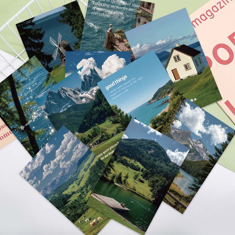 20 Pieces of Wild Pine Forest Cards ins Healing Scenery in a Foresty Style for Decorating Rooms and Dorms, Self-Adhesive Wall Stickers 20 Pieces of Wild Pine Forest Cards ins Healing Scenery in a Foresty Style for Decorating Rooms and Dorms, Self-Adhesive Wall Stickers