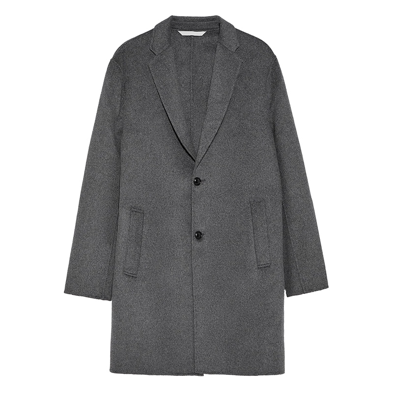 2025 Autumn/Winter Spanish European Collection Men's Woolen Coat, Mid-Length Double-Sided Wool, Simple Business Overcoat