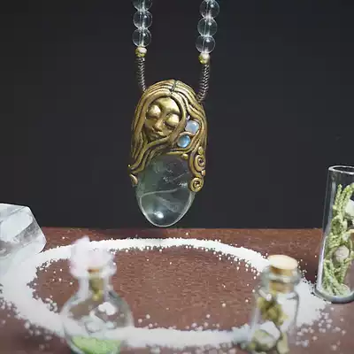 Aura Crystal Blessing Guardian Goddess Small Original Mine Money Green Ghost Necklace Christmas Gift Novelty