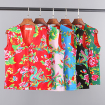 New mens clothing thin spring and summer disc buckle waistcoat pure cotton sleeveless horse clip Two people turn to the shoulder vests for a photo out of the suit