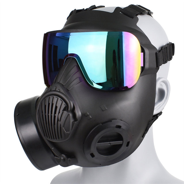 Tactical protective full face mask cyberpunk anti-virus fog double hole can military fan decoration field ອຸປະກອນ CS
