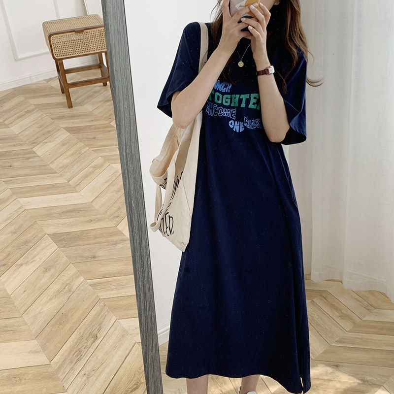 Maternity Summer Dresses Large Size Loose Mid-Length T-Shirts Long Skirts Hot Mom Fashion Cotton Tops Summer Skirts