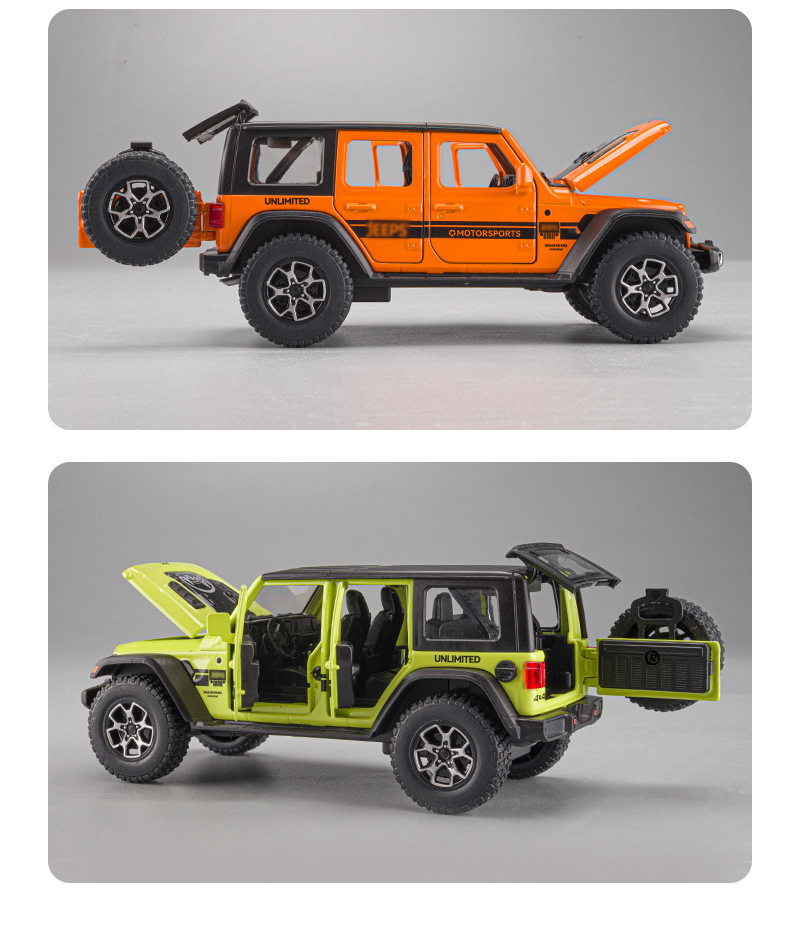 Модель машины 嘉业1:32jeep吉普牧马人七开 𫔭门声光回力合金越野车模型男孩玩具 Jiaye toys