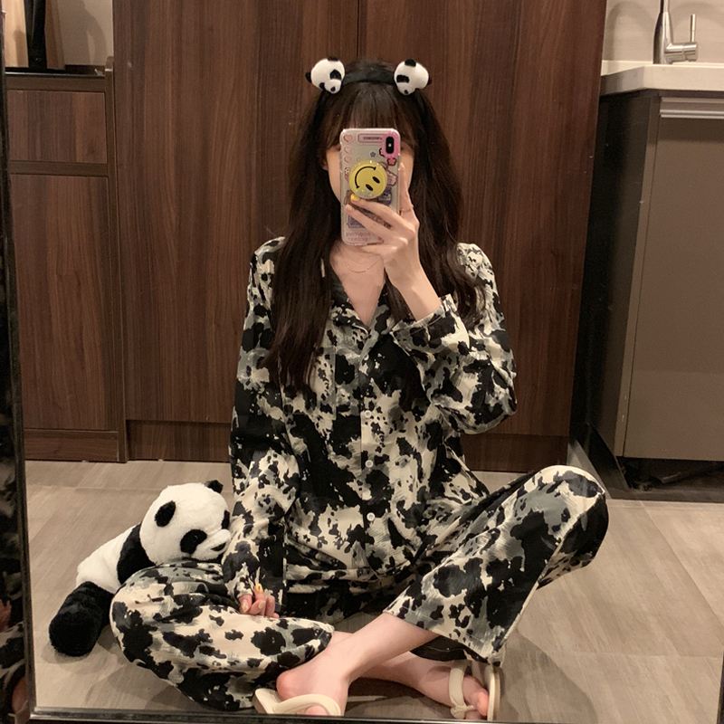 Pajamas pajamas that can be worn out summer thin girls home clothes small short-sleeved age-reducing Western style suit