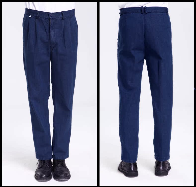 Quần công sở nam quần dày denim mặc bảo hiểm lao động quần sửa máy hàn công nhân sửa chữa tự động lỏng mùa thu và mùa đông mô hình kích thước lớn quần tây