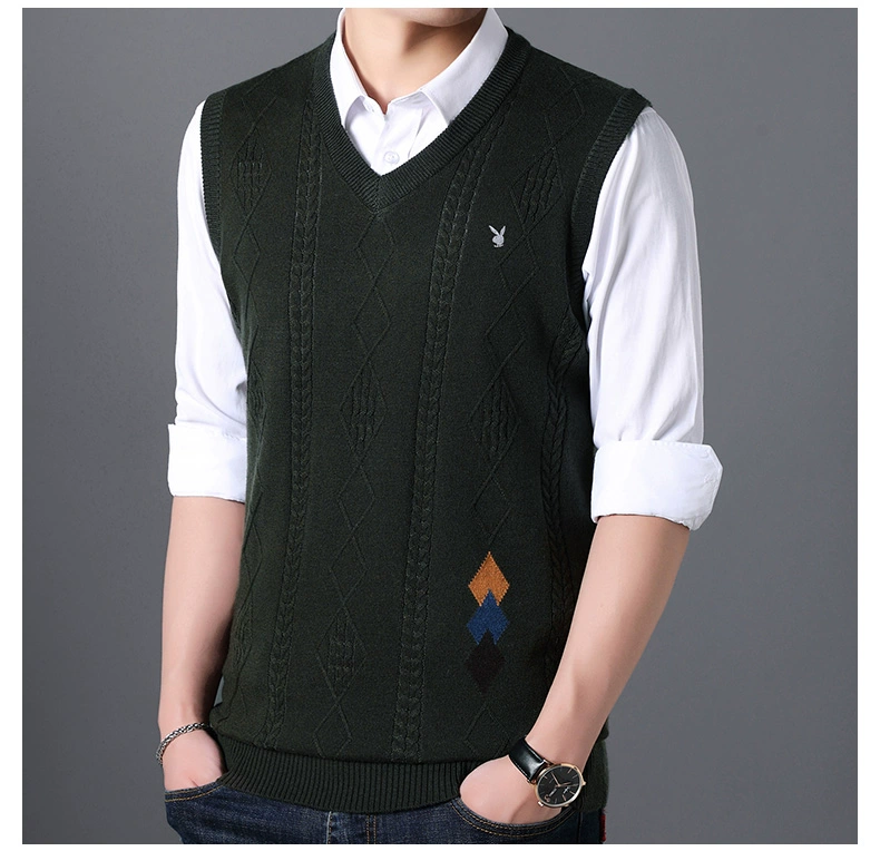 Playboy nam áo len mỏng len đan áo len mùa thu vest Vest thanh niên áo gile hàn