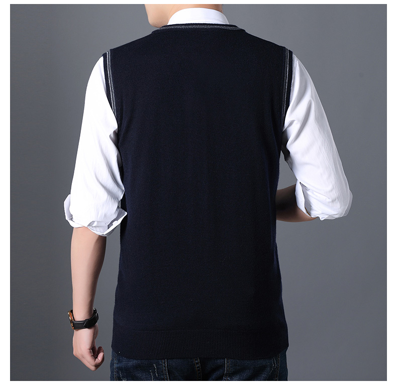 Playboy nam trung niên không tay áo len mỏng len áo len cha mùa thu vest vest áo vest nam đẹp