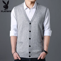 Playboy mùa thu và mùa đông thanh niên len vest nam cardigan trung niên đan áo len vest vest vai cha len dệt kim