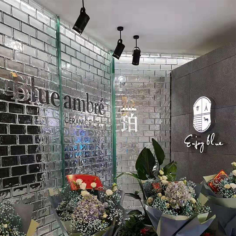 Glass tile transparent crystal brick solid color rectangular bathroom partition wall translucent outdoor bar bedroom