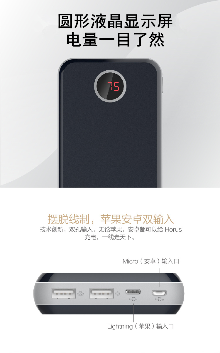 Luo Mashi mới kho báu phí điện thoại di động đáng tin cậy 20.000 mA Apple Power LED Huawei OPPO kê - Ngân hàng điện thoại di động pin sạc