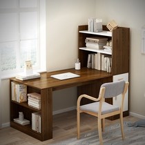 Bay window desk Bookcase All-in-one computer desktop table Household simple bedroom room Nordic small solid wood writing desk