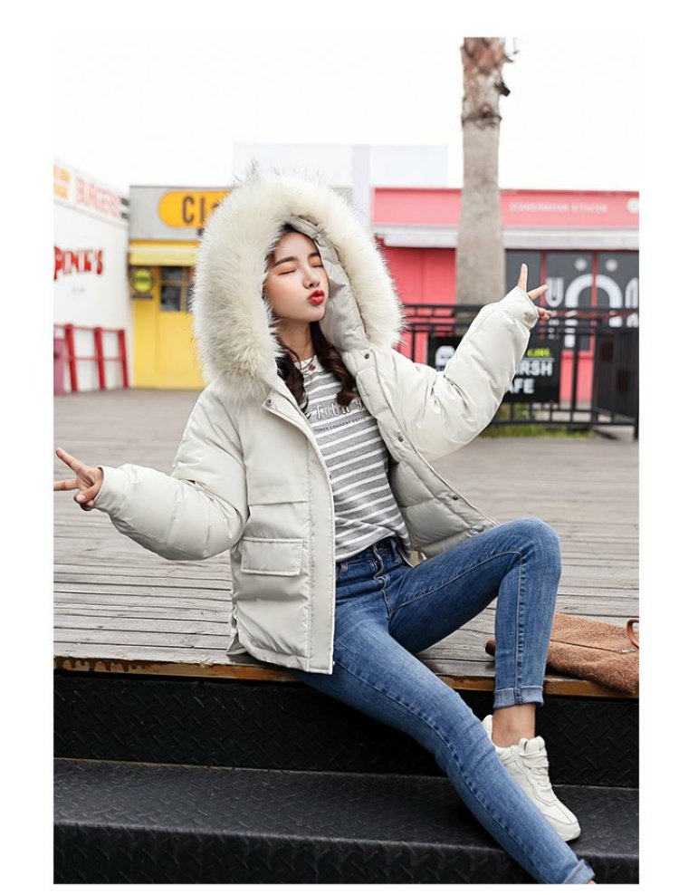 Quần áo bà bầu cotton nữ dày quần áo mùa đông Phiên bản Hàn Quốc của cổ áo lông thú rộng rãi áo khoác cotton ngắn Quần áo cotton mang thai thủy triều mẹ áo shop đầm bầu đẹp