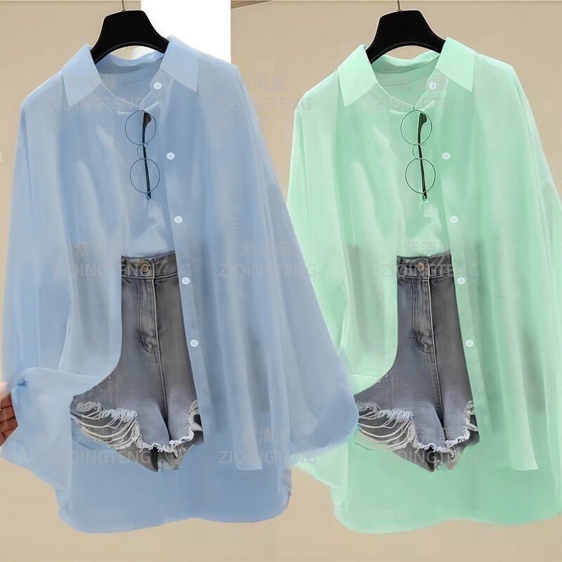 Plus-Size Women's Shirt, New Summer Style, Slimming White Top, Loose Chiffon Shirt, Thin Base Layer Shirt Plus-Size Women's Shirt, New Summer Style, Slimming White Top, Loose Chiffon Shirt, Thin Base Layer Shirt