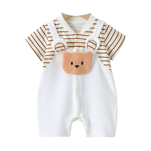 Детское летнее тонкое боди для новорожденных, летняя одежда, пижама, короткий рукав