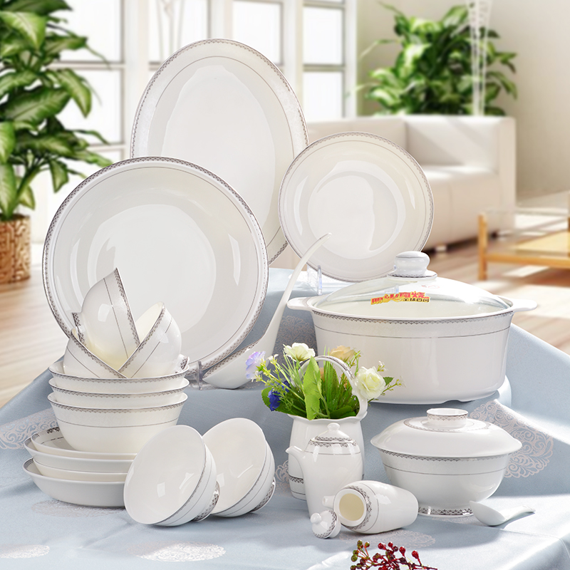 The Dao yuen court dream pure white bowl suit household contracted ipads porcelain high - end Chinese dishes dish wedding gifts tableware suit