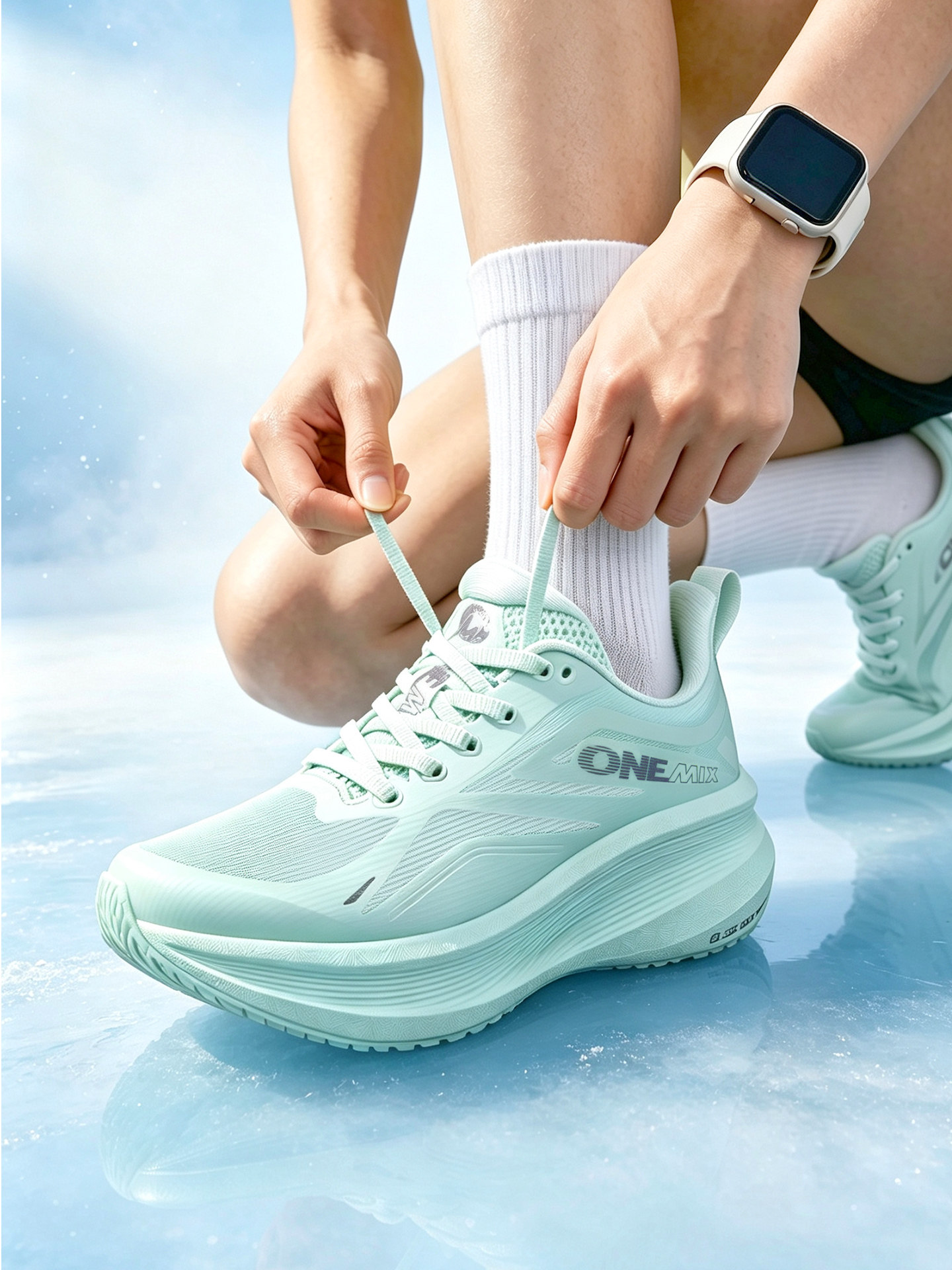 Onemix Wanmi Bingyang breathable running shoes for men, lightweight shock-absorbing sports shoes for women