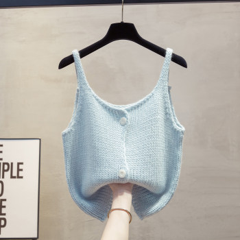 Wool halter cardigan knitted vest for women