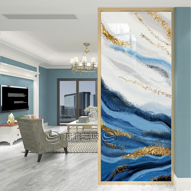 Modern light luxury art glass screen partition frosted net red decoration living room bedroom entrance background wall