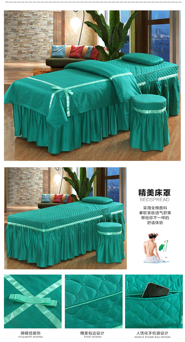 Cao cấp cotton vẻ đẹp trải giường bốn bộ tùy chỉnh phổ châu âu màu rắn beauty salon SPA giường massage bìa trắng