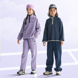 回力男女童新款加绒运动套装卫衣运动裤可选
