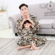Mùa hè bố mẹ con mặc quần áo bố và con trai đồ ngủ cotton cotton bé trai trai cotton mỏng lụa dài tay