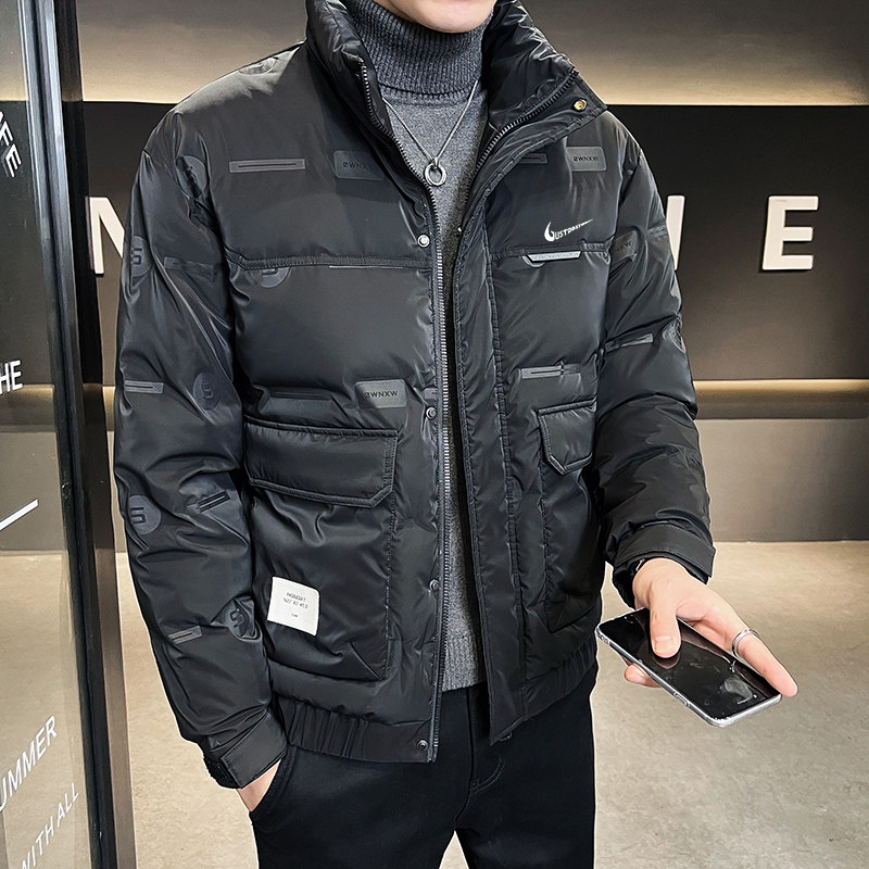 Niketon light down jacket men's 2022 winter new stand-up collar duck down warm short casual winter coat tide