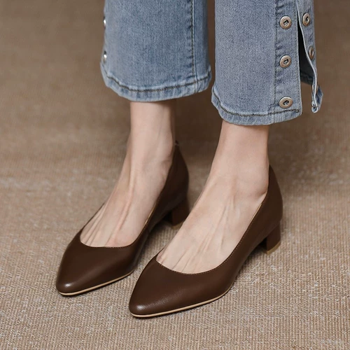 H.H обувь の Ретро заостренные заостренные рты мелкие рот густые каблуки и карьера просты