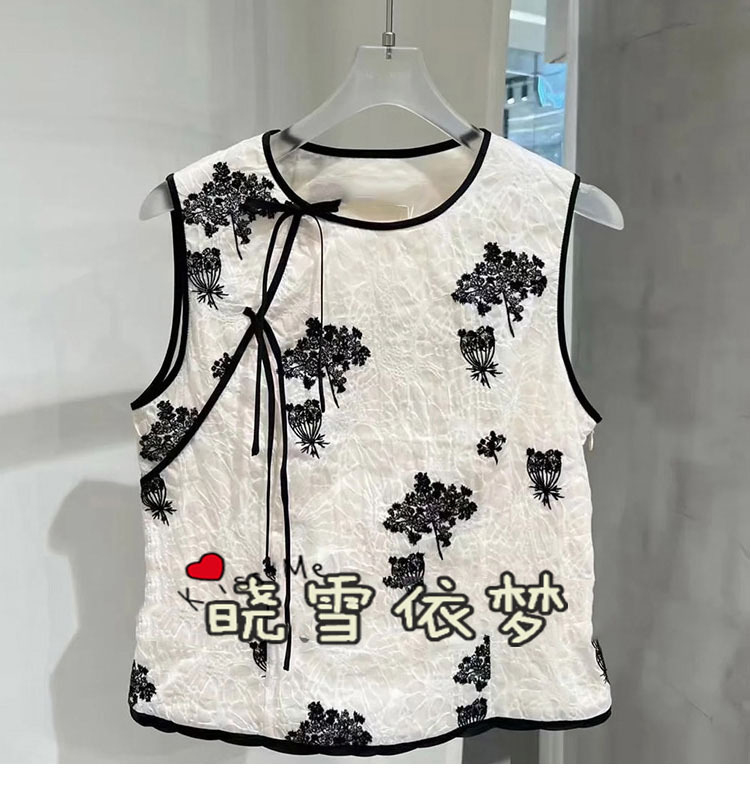 Special Offer on In-Stock Items, No Returns Within 7 Days, Chinese-Style Embroidered Pullover Short Vest Bbc211E230