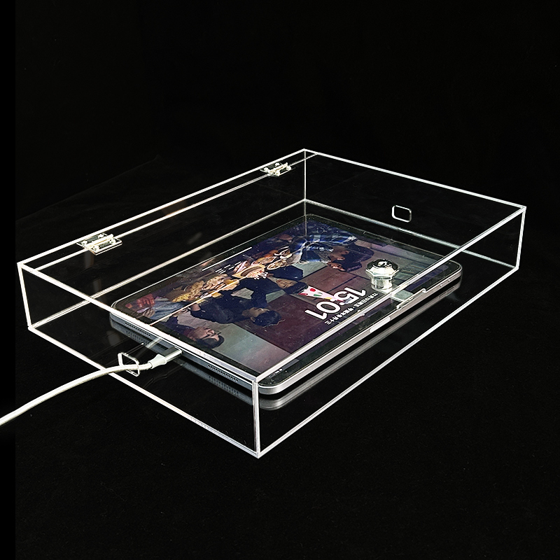 Employee and Student Phone iPad Storage Box with Lock, Home Self-Discipline Disableable Tablet Storage Box, Charging Management, Transparent