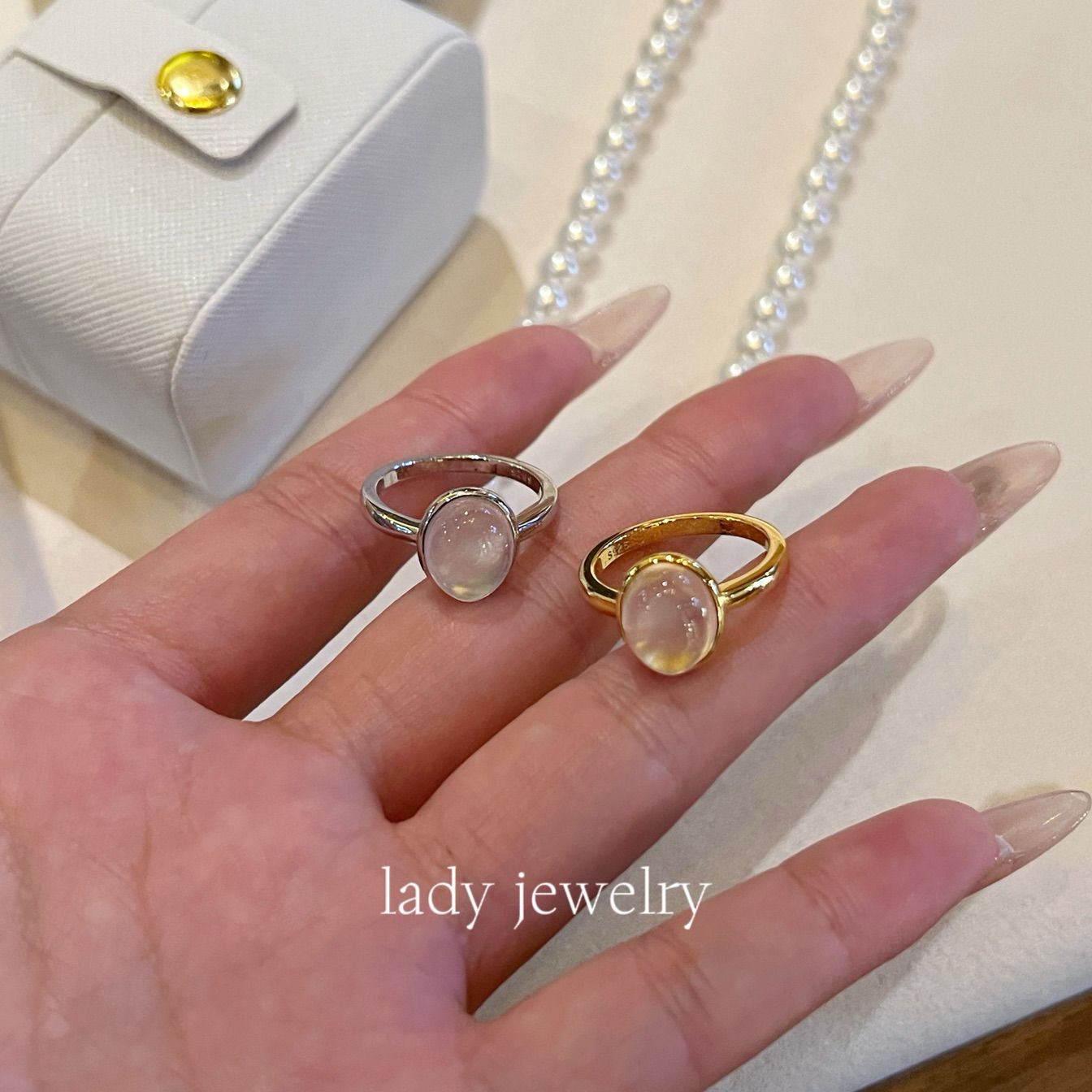 Leidy high-end new Chinese style minimalist natural water foam jade s925 silver water foam high ice and high transparency ring