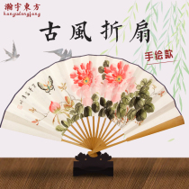 Chinese style characteristic craft fan hand-painted mens fan for foreign affairs going abroad business Beijing gifts