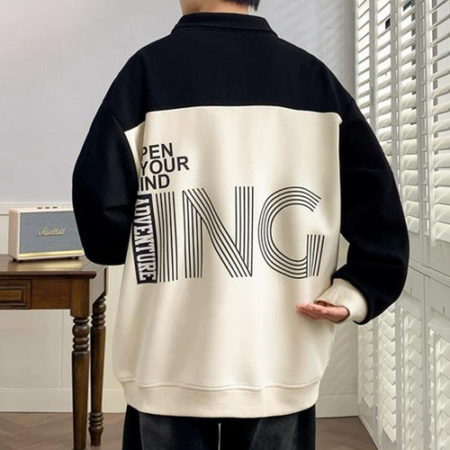 Воротник-стойка на половинной молнии 𫔀Толстовка мужская весна-осень 2025, новая модная брендовая нижняя рубашка, свободный и красивый топ для подростков