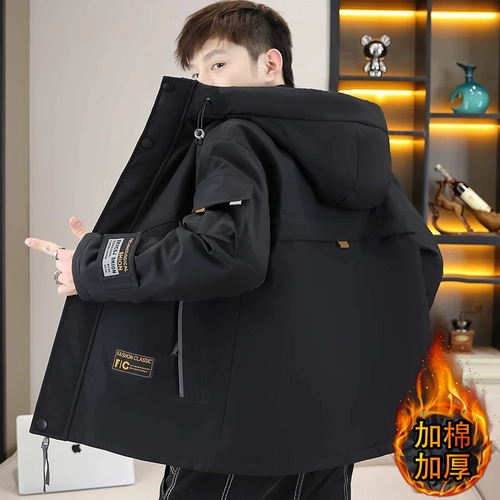 Осенняя куртка, утепленная мужская демисезонная толстовка с капюшоном, подходит для подростков