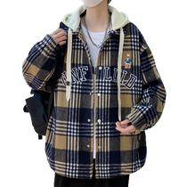 Hong Kong style style jacket mens spring and autumn contrast color hooded jacket mens trendy tops teenagers casual loose coat