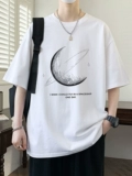 Мужская хлопковая летняя футболка с коротким рукавом для отдыха, большой размер, свободный крой, круглый воротник