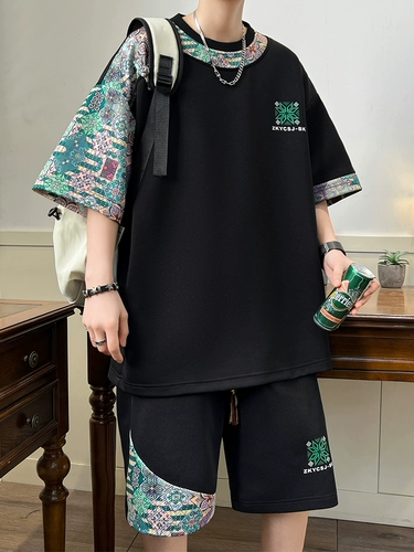 Шелковая футболка с коротким рукавом, спортивный костюм, китайский стиль, подходит для подростков