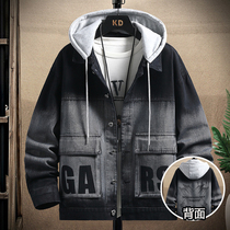 Gradient Color Denim Jacket Mens Spring Autumn Season Fake two Lions Jackets Male Tide Cards Teen Casual Overalls