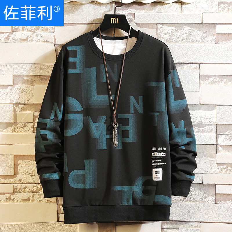 Vetsuit men's winter 2022 new Korean version trendy loose long sleeves T-shirt men's winter clothing casual handsome clothes
