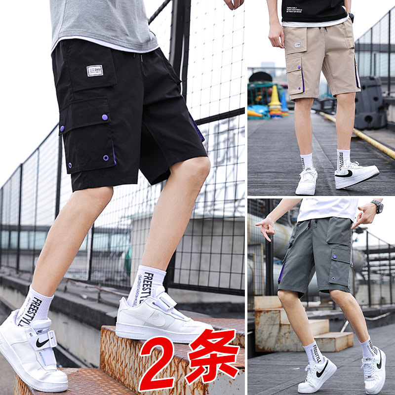 Tide brand ins shorts men's tooling five-point pants summer thin section trend casual loose sports cropped pants
