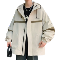 American style jackets for men spring and autumn 2024 new hooded jackets for men trendy brand teenagers contrasting work jackets for men