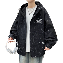 Gypsophila jacket mens spring and autumn trendy brand 2024 new hooded jacket mens loose outdoor assault jacket mens
