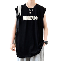 American style vest mens summer letter print loose sleeveless t-shirt mens trendy casual sports waistcoat top