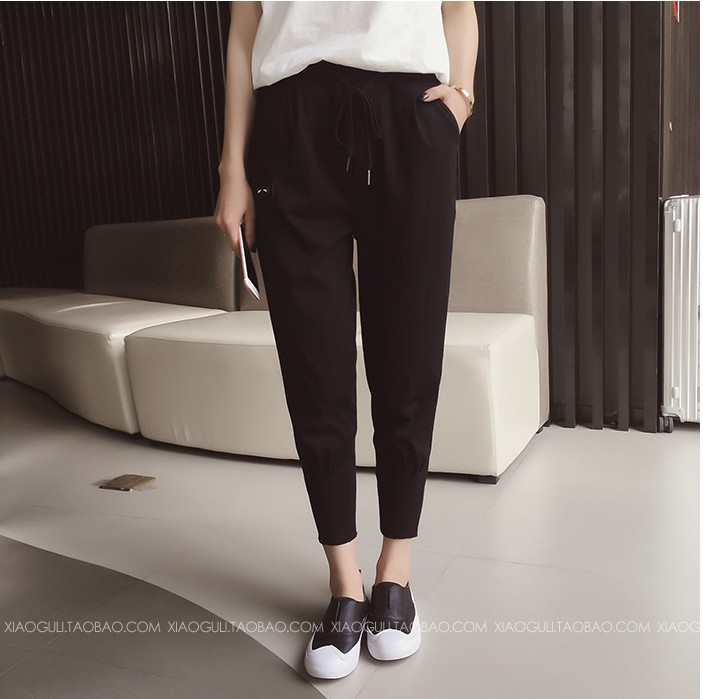 Mùa hè mới của Hàn Quốc thời trang nước hoa nhỏ phù hợp với quần lửng nữ rộng cỡ quần harem thể thao hai bộ thủy triều đồ bộ quần ống rộng mặc nhà
