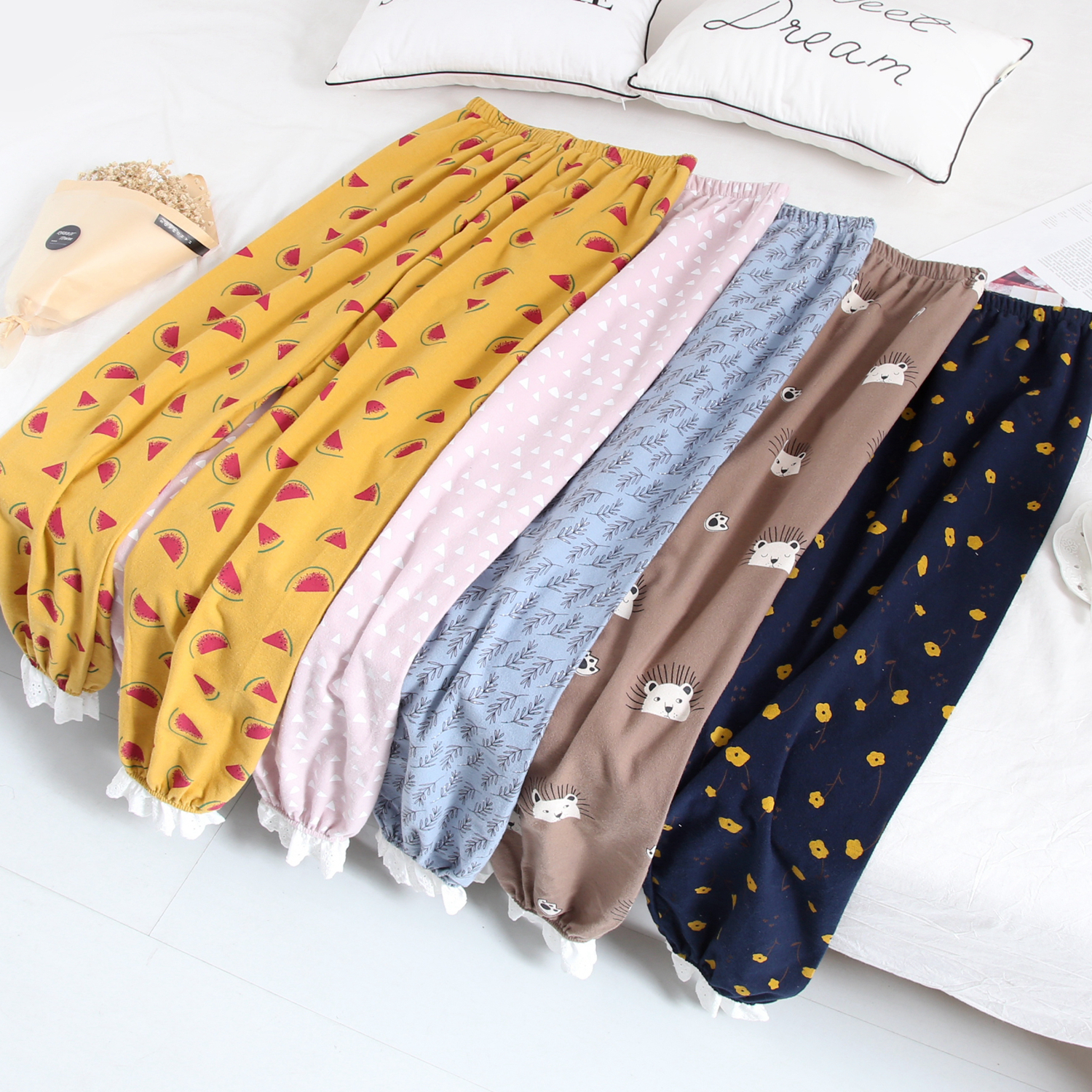 Mua 2 trừ 5 chiếc quần ngủ nữ cotton nữ XL mùa xuân và mùa thu quần cotton mỏng ren lỏng gần quần nhà quần đũi nữ
