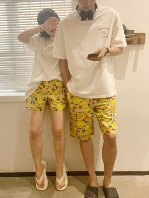 Couple Pajama pants Summer 2025 Travel Korean version men's and women's short pajama pants pure cotton can be worn outside loose home beach pants