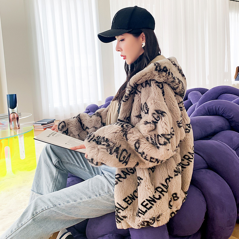 2022 Winter New Whole Rex Rabbit Fur Fur Coat Women's Reversible Wearing Fur One Imported Young