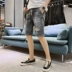 Mùa hè mỏng phần cũ 5 điểm quần jeans nam thanh niên lỗ thẳng nhúng dây năm điểm quần short thủy triều quần áo nam - Quần jean shop thời trang nam Quần jean