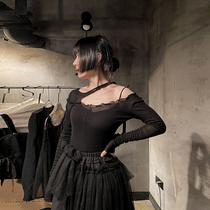  Bloody star fish original design T-shirt womens dark black sexy strapless sweater top wild spring and summer clothes