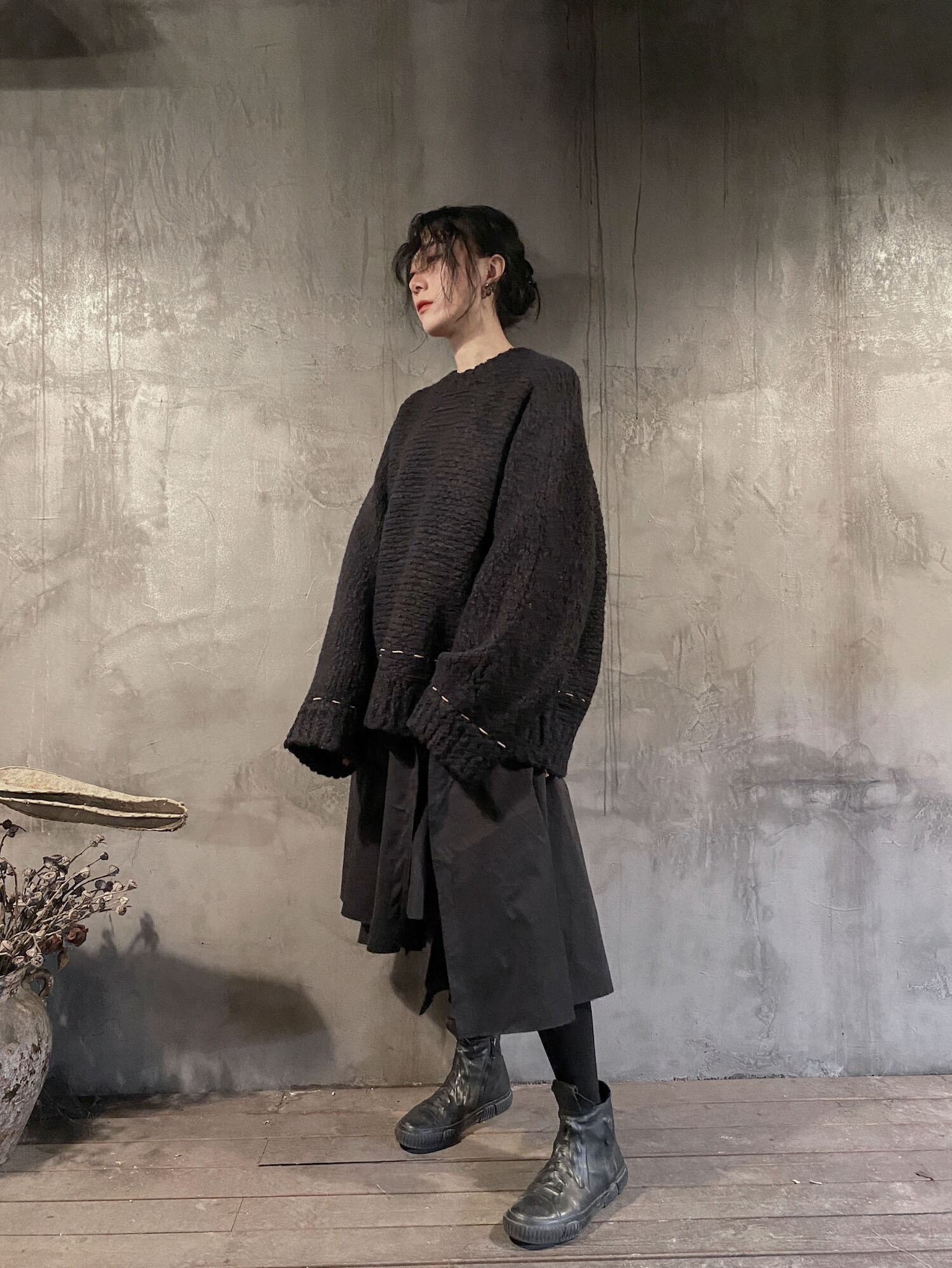 Bloody star fishy original designer heavy-duty knitted cardigan sweater women's lazy wind loose top thickened